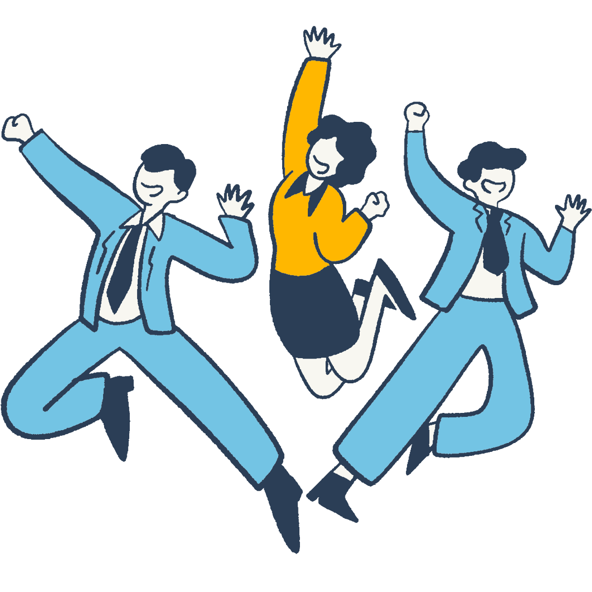 スーツ姿の求職者がジャンプして喜んでいるイラスト